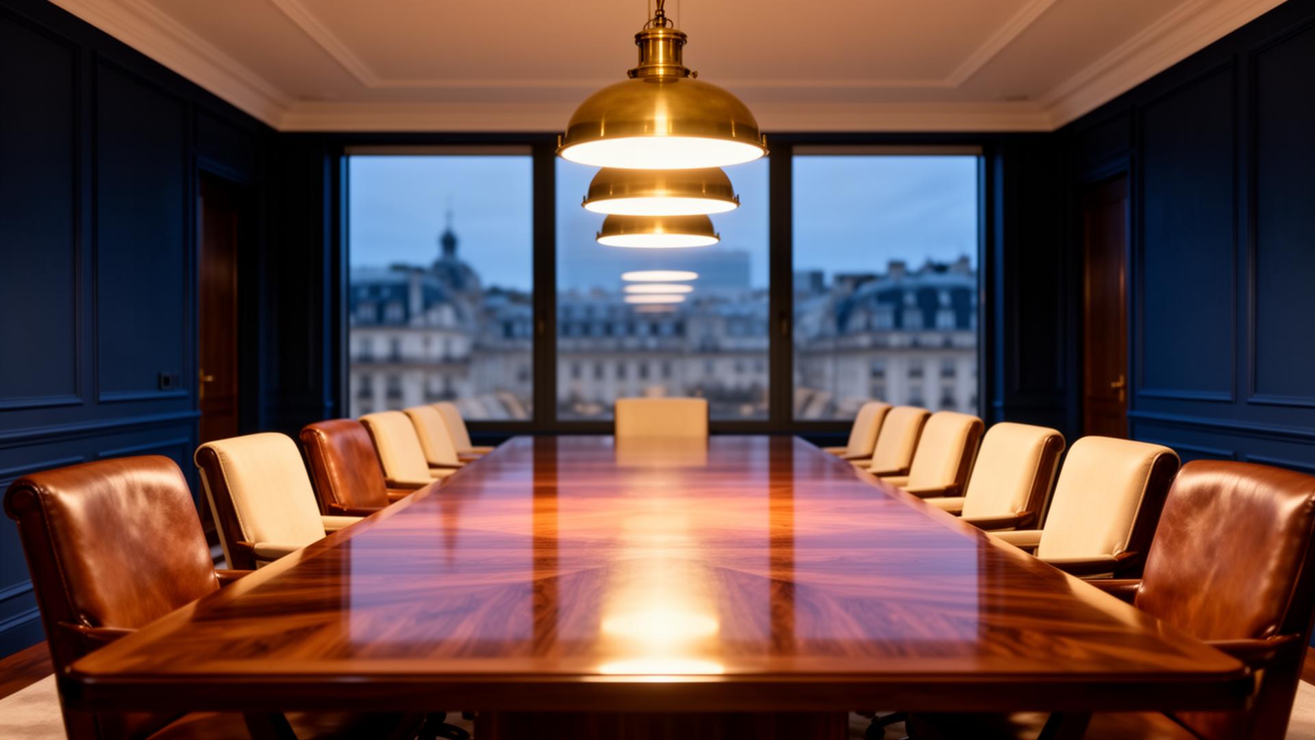 Moderner Konferenzraum mit Holzpaneelen und Tageslicht